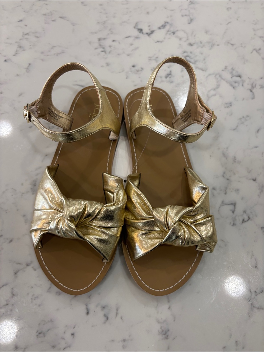 Crewcuts Metallic Gold Knot Sandals 3(girls)